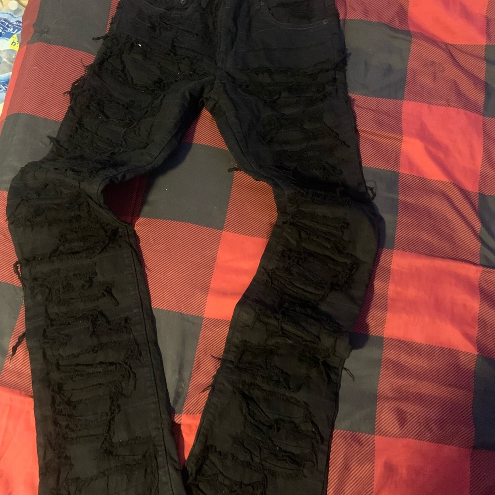 Men's Slim Straight jet Black stacked Jeans